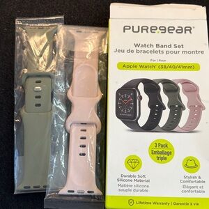 Silicone Watch Band Set for Apple Watch - Green, Pink, Black
